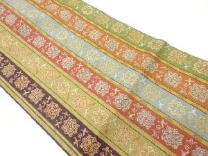 縞に華文・鳥模様織出し名古屋帯